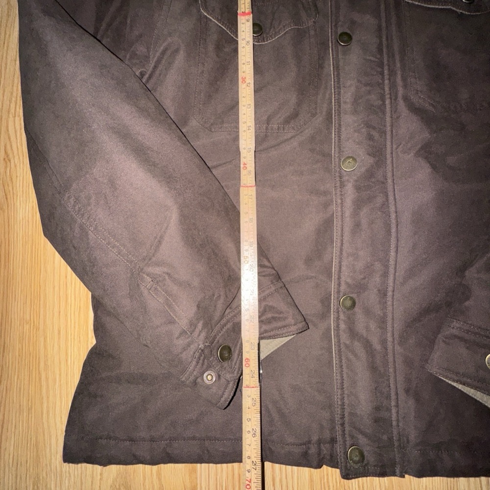 Men's Large Rainforest Chocolate Brown Zip & Snap Multi Pocket Jacket Hood - Picture 6 of 8
